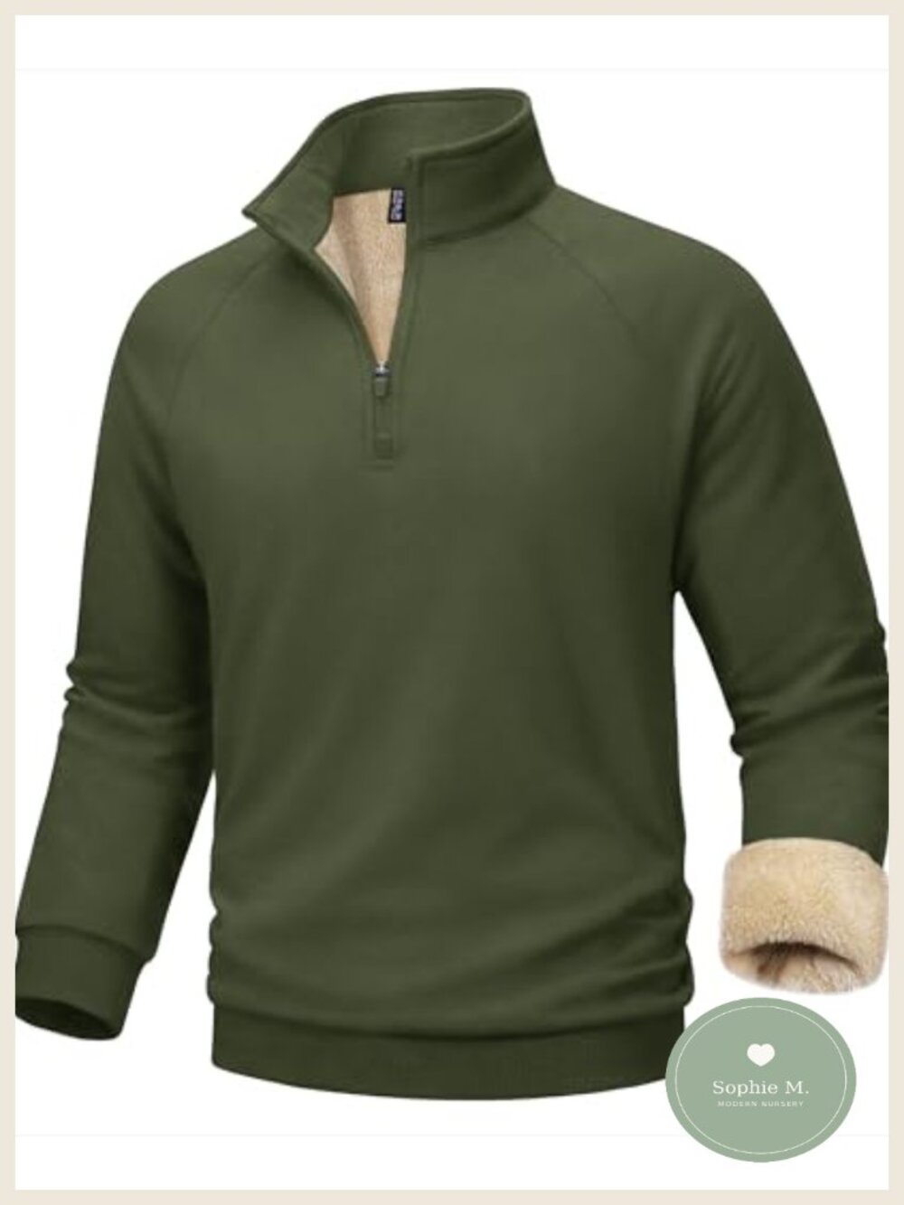 Men's Quarter Zip Sherpa Fleece Lined Winter Pullover Sweatshirt
